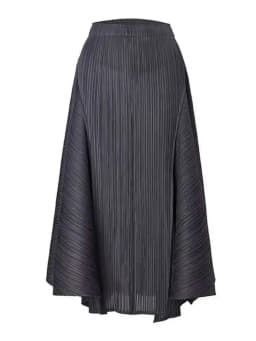 LANMREM 2025 New Irregular Splicing Solid Color Pleated Half Skirt Fashionable Slimming Elastic High Waist A-line Skirts 2DB2852