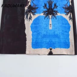 KADUWAKI Corset Summer New Fashion Holiday Printed Midi Long Skirt Zipper High Waist A Line Straight Skirts Vent Back Female Y2K