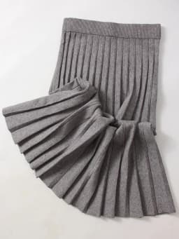 Autumn Knit White Mini Pleated Skirts For Women A Line Skirt Gray High Waist Women Knitted Pleated Short Skirts Korean Fashion