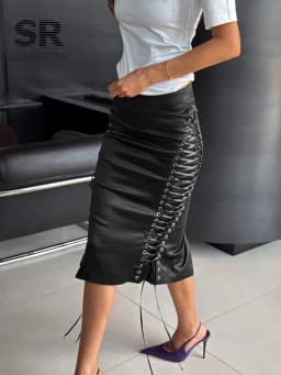 SINGREINY French Satin Black Long Skirts 2026 Autumn Solid Streetwear Designer-Inspired Lace Up Vintage Split Sexy Midi Skirts