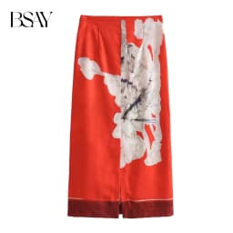 BSAY Women's Fashion Spring Summer New Split Vintage Chic Female High Waist Elegant A-line Long Straight Skirt Mujer