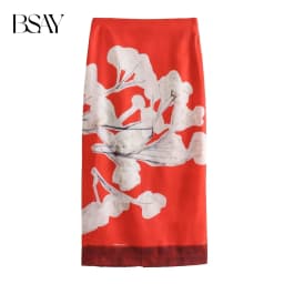 BSAY Women's Fashion Spring Summer New Split Vintage Chic Female High Waist Elegant A-line Long Straight Skirt Mujer