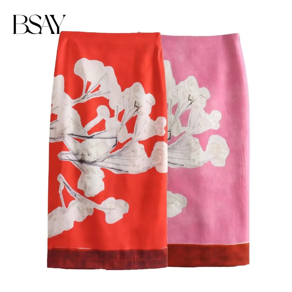 BSAY Women's Fashion Spring Summer New Split Vintage Chic Female High Waist Elegant A-line Long Straight Skirt Mujer