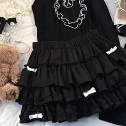 Sweet Kawaii Lolita Mini Skirt Vintage Lace Ruffles Party Skirt Japanese Y2k Style Women Chic High Waist A-Line Subculture Skirt