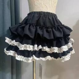 Sweet Kawaii Lolita Mini Skirt Vintage Lace Ruffles Party Skirt Japanese Y2k Style Women Chic High Waist A-Line Subculture Skirt