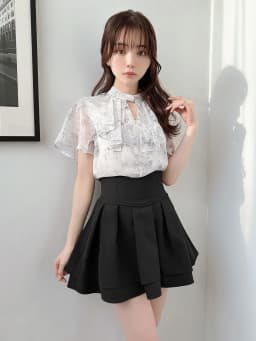 Handmade Black Arc Waistline Slimming Short Skirt High Waist A-Line Polyester Fiber Daily Wear Japanese Style Student Girl
