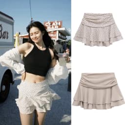 ETJ 2025 Women's Summer New sexy Fashion Hot Girl Style Flouncy Stacked Decoration Mid-Waist Short Skirt Pants