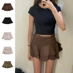 ETJ 2025 Women's Summer New sexy Fashion Hot Girl Style Flouncy Stacked Decoration Mid-Waist Short Skirt Pants