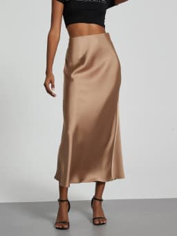 21 Colors New 2026 Women's Elegant High Waist Satin Long Skirts Female Summer Solid Color Faldas
