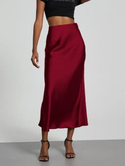 21 Colors New 2026 Women's Elegant High Waist Satin Long Skirts Female Summer Solid Color Faldas