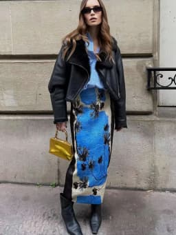 HH Women's Spring Fashion Street Pencil Skirts Zipper Vent Behind High Waist Female Printed Midi Causal Chic Long Skirts