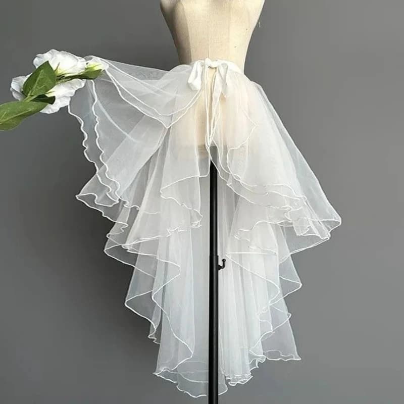 Sweet Cute Irregular Skirt Y2k Lolita Lace Ruffles Skirt Harajuku Subculture Style Women Party Vintage Kawaii Bow Design Skirt