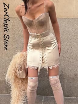 Sexy Women's Skirt With Lace Summer Satin Solid Slim Y2k Mini Skirts Lady New Fashion Street Evening Party Beachwear 2026