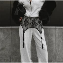 Lace Trim Butt Flap for Women Sexy Skirt Extender Sheer Hollow Out Floral Layering Bottom With Waistband Ladies Partywear