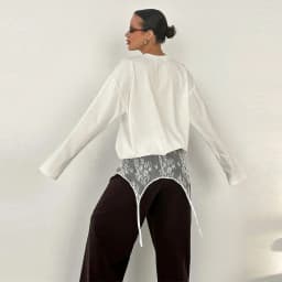 Lace Trim Butt Flap for Women Sexy Skirt Extender Sheer Hollow Out Floral Layering Bottom With Waistband Ladies Partywear
