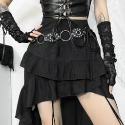 Goth Dark Kawaii Black Tiered Skirts 90S Retro Irregular Hem Party Bottoms Mall Gothic Women Fashion Dragging Skirt Alt Clothing