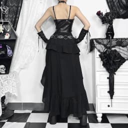 Goth Dark Kawaii Black Tiered Skirts 90S Retro Irregular Hem Party Bottoms Mall Gothic Women Fashion Dragging Skirt Alt Clothing