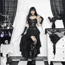 Goth Dark Kawaii Black Tiered Skirts 90S Retro Irregular Hem Party Bottoms Mall Gothic Women Fashion Dragging Skirt Alt Clothing