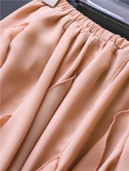 Pure Color Elastic Waist Slimming Short Skirt with Pleated Hemline Summer New Style Fairy Skirt Chiffon Half-length Skirt