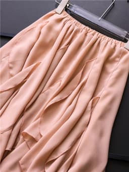 Pure Color Elastic Waist Slimming Short Skirt with Pleated Hemline Summer New Style Fairy Skirt Chiffon Half-length Skirt