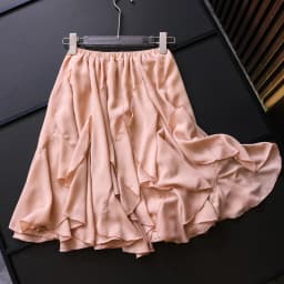 Pure Color Elastic Waist Slimming Short Skirt with Pleated Hemline Summer New Style Fairy Skirt Chiffon Half-length Skirt