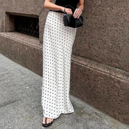 Talenza White Polka Dot Skirt Elegant Fashion Contrast Slim High Waist Patchwork Skirts Luxury New Party Women's Y2k Maxi Skirt