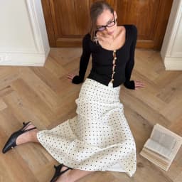Talenza White Polka Dot Skirt Elegant Fashion Contrast Slim High Waist Patchwork Skirts Luxury New Party Women's Y2k Maxi Skirt