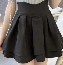 Japanese Style Simple Woman Radian Waistline Slimming Leg-Shaping Short Black Skirt for Women Streetwear Woman Culottes Skirts