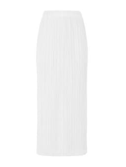 Miyake Pleated Women Skirt Korean Fashion Stretch Classic Lake Blue A-line Skirt Straight Long Skirts Causal Style In Stock