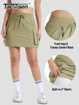 TACVASEN Women Cargo Built-in Shorts Skorts with Pockets Water Resistant Hiking Skirts Lightweight Athletic Tennis Casual Skorts