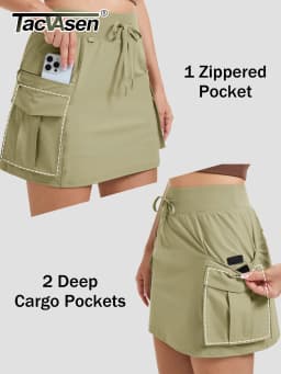 TACVASEN Women Cargo Built-in Shorts Skorts with Pockets Water Resistant Hiking Skirts Lightweight Athletic Tennis Casual Skorts