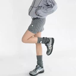 Grey Polka-Dot Sports Short Skirt Women Summer 2025 High Waist A Line Shorts Skirts Woman Streetwear Y2K Mini Skirt Female