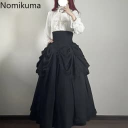 High Waist A-line Skirts for Women's 2025 Faldas Mujer De Moda Lolita Style Japanese Sweet Saia Patchwork Lace Big Swing Skirt