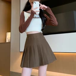 Autumn Winter Woolen Pleated Skirts Women New Korean High Waist Slimming Mini Skirt Ladies Preppy Style Side Zipper A-Line Skirt