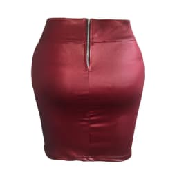 Women Mini Skirt Solid Color High Waist Slim Fit Skinny Matte Faux Leather Cozy Commuter Bodycon Skirt Streetwear