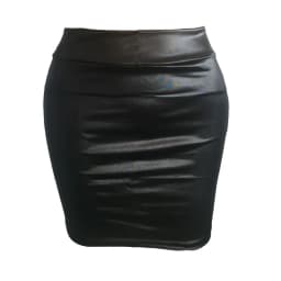 Women Mini Skirt Solid Color High Waist Slim Fit Skinny Matte Faux Leather Cozy Commuter Bodycon Skirt Streetwear