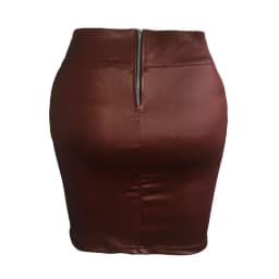 Women Mini Skirt Solid Color High Waist Slim Fit Skinny Matte Faux Leather Cozy Commuter Bodycon Skirt Streetwear
