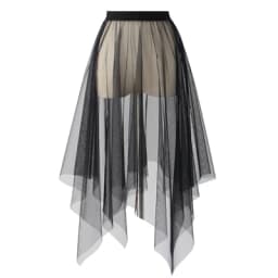 Black White Long Tulle Lace Mesh Skirt Women Petticoat Underskirt Summer Korean Irregular Cover Up Skirt Tutu Skirt For Girl