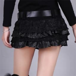 Punk Gothic Skirts Low Waist Solid Color Lace Patchwork Belt Mini Skirt Y2k Harajuku Streetwear Female Slim Women Clothing 2025