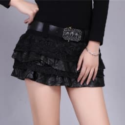 Punk Gothic Skirts Low Waist Solid Color Lace Patchwork Belt Mini Skirt Y2k Harajuku Streetwear Female Slim Women Clothing 2025