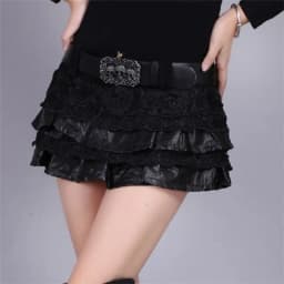 Punk Gothic Skirts Low Waist Solid Color Lace Patchwork Belt Mini Skirt Y2k Harajuku Streetwear Female Slim Women Clothing 2025