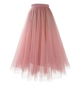 New Mesh Gauze Pleated A-line Skirt Kawaii Prom Clothes for Women Summer High Waist Pink White Blue Midi Tulle Skirts Woman 2023