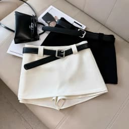 Black White Office Lady Suit Skirts Sexy Tight Shorts Package Hip Skirt Ladies Korean Fashion All-Match with Belt A-Line Skirts