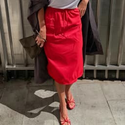 Linad Casual Green Long Drawstring Skirts For Woman 2026 Street Chic Slim Lace Up Split Skirts Autumn Fashion Red Mid Calf Skirt