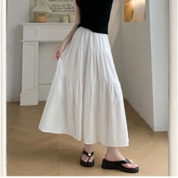 Elegant Solid A-LIne Cake Long Skirts Fashion Women Vintage High Waist Elastic Spring Dresses Office Lady Commute Chic Skirt