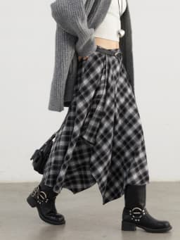 CHIC VEN Women Skirts A Line Retro Loose High Waist Irregular Color Plaid Frosted Half Body Long Ladies Skirt Autumn Winter 2026