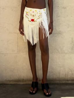 Eleganttassel Embroidered Hem Skirts Women Fashion Mesh Hollow Out Short Kilts 20265 Chic Summer New Female Beach Holiday Skirt