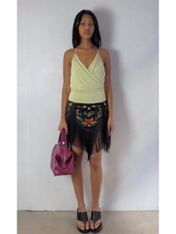 Eleganttassel Embroidered Hem Skirts Women Fashion Mesh Hollow Out Short Kilts 20265 Chic Summer New Female Beach Holiday Skirt