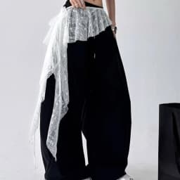 Jeans Pants Decor Embroidered Flower Lace Mini Skirt Irregular See Through Ruched Skirts High Waist Harajuku Pleated Skirts