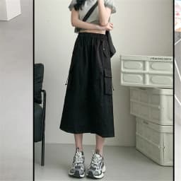 American Retro Workwear Skirt High Waist A-Line plus Size Grey Slimming Midi Length Women's Fashion Spring Autumn Season